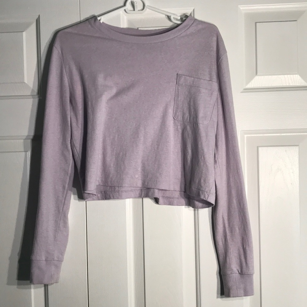 Aeropostale 80’s Boxy Cropped Violet Tee w/ pocket